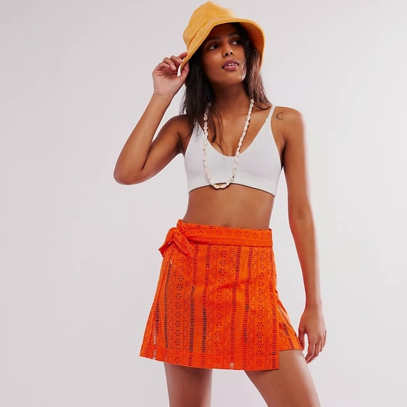 Free People x Damson Madder Fiji Mini Wrap Skirt 10 - Picture 1 of 10